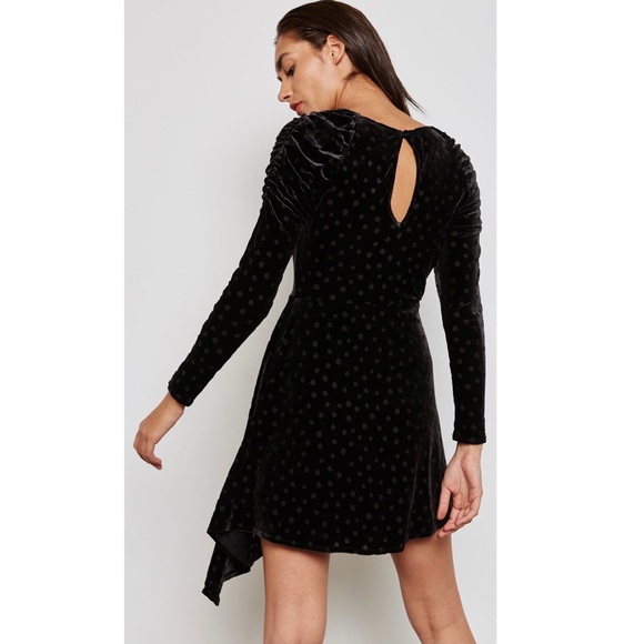 NEW TOPSHOP BLACK ASYMMETRICAL BURNOUT VELVET MINI DRESS - Picture 7 of 9